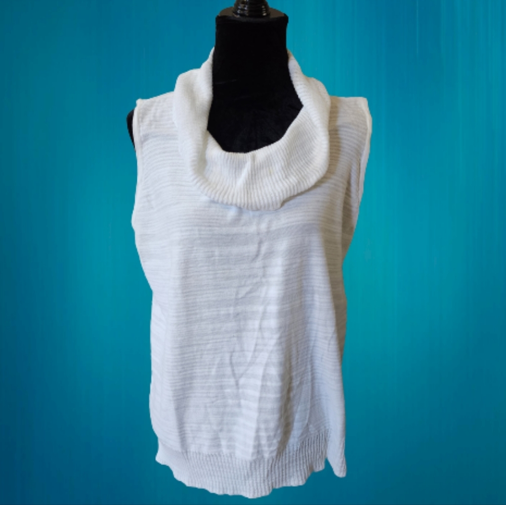 Jones New York Sport plus size white cowl neck sleeveless sweater Womens Size 1X